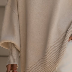 Women's Wool Sweater | Oversized Knit Crew Neck Drop Shoulder