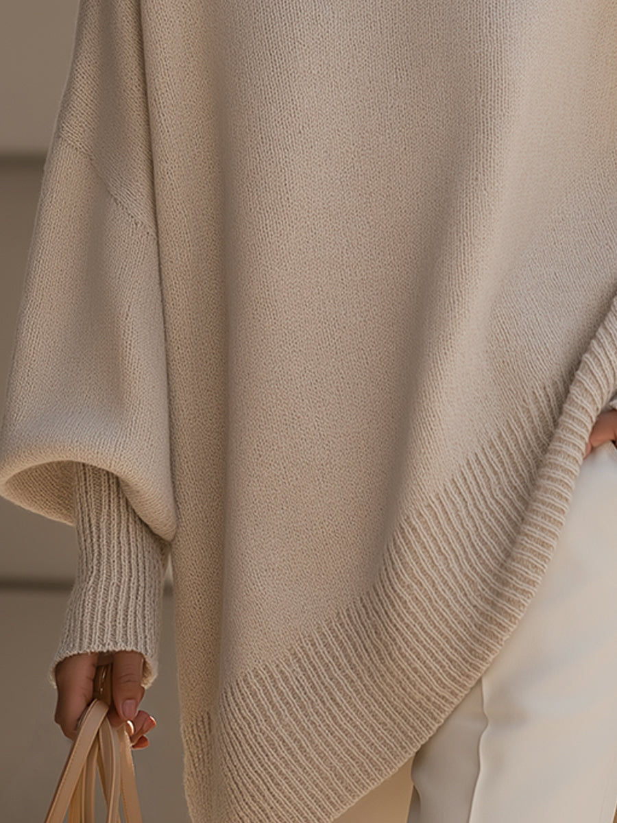 Women's Wool Sweater | Oversized Knit Crew Neck Drop Shoulder
