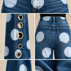 Women's Baggy Jeans | Wide-Leg Polka-Dot Denim High-Rise