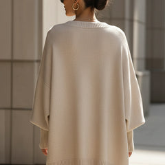 Women's Wool Sweater | Oversized Knit Crew Neck Drop Shoulder