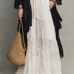 Women's Maxi Skirt | Tiered Lace Strapless Maxi