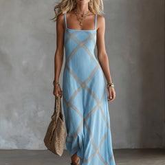 Women's Beach Dress | Maxi Length Square Neck Sleeveless