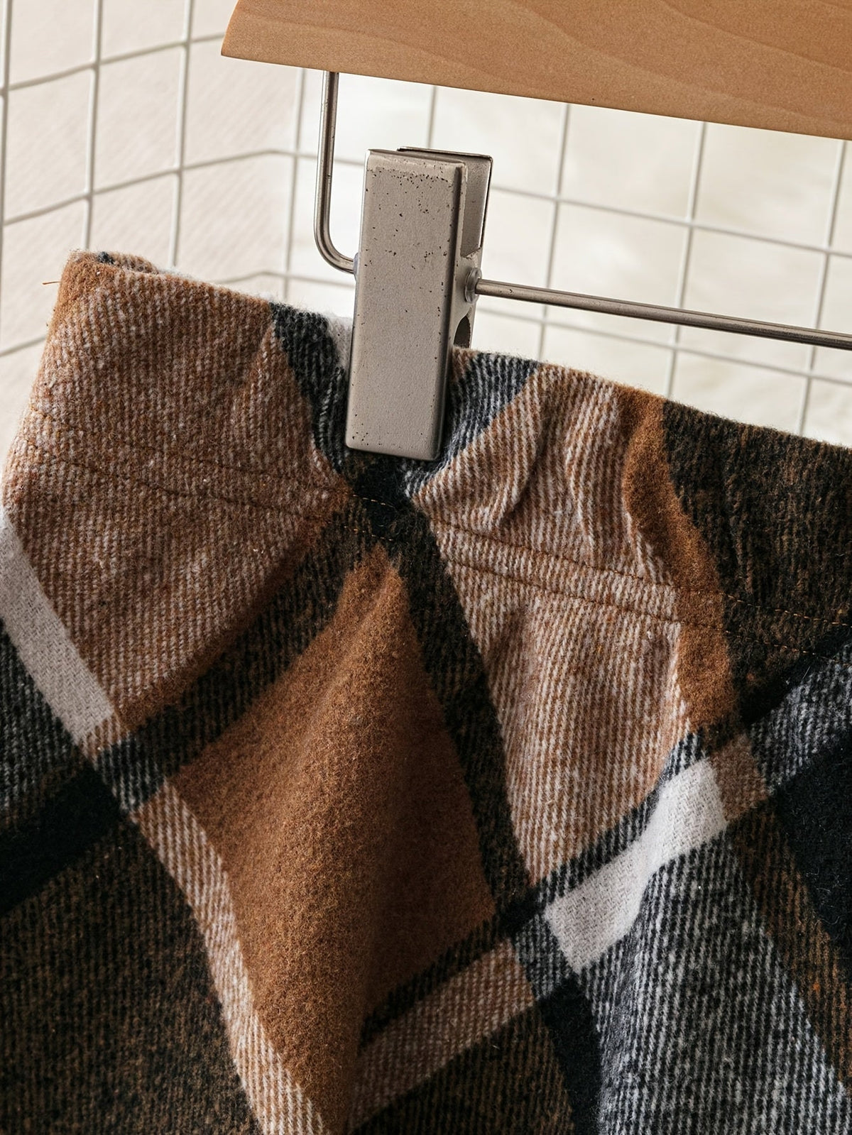 Women's Long Skirt | Maxi Plaid Wool A-Line Flared