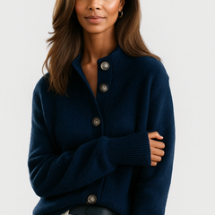 Women's Cardigan | Collar Button Front Knit Relaxed