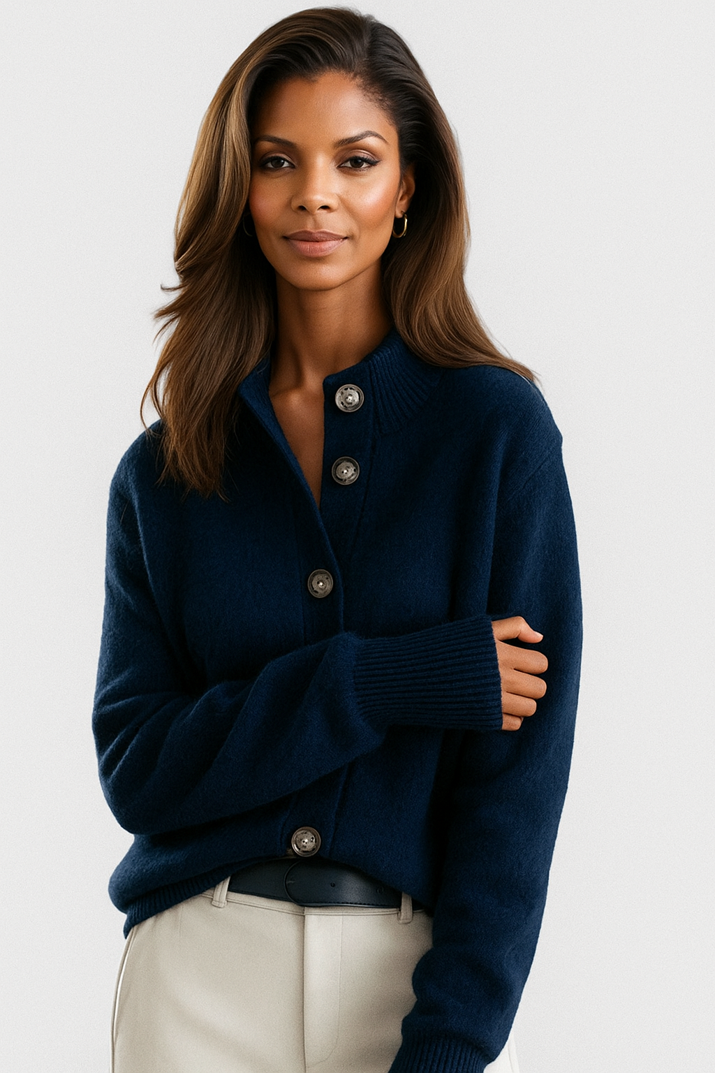 Women's Cardigan | Collar Button Front Knit Relaxed