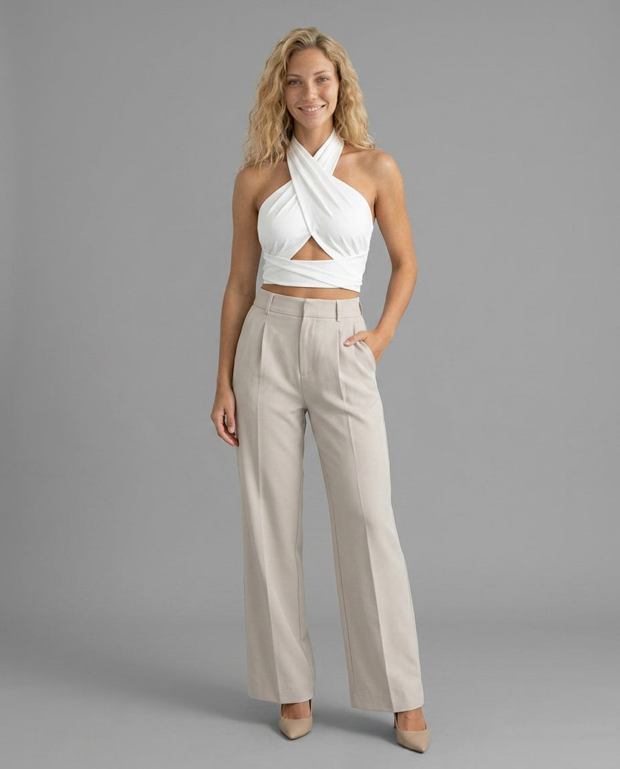 Women's Top | Halter Neck Backless Crop Sleeveless