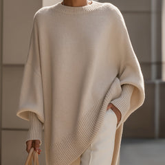 Women's Wool Sweater | Oversized Knit Crew Neck Drop Shoulder