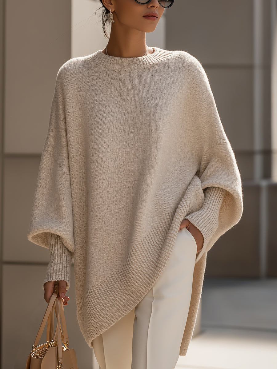 Women's Wool Sweater | Oversized Knit Crew Neck Drop Shoulder