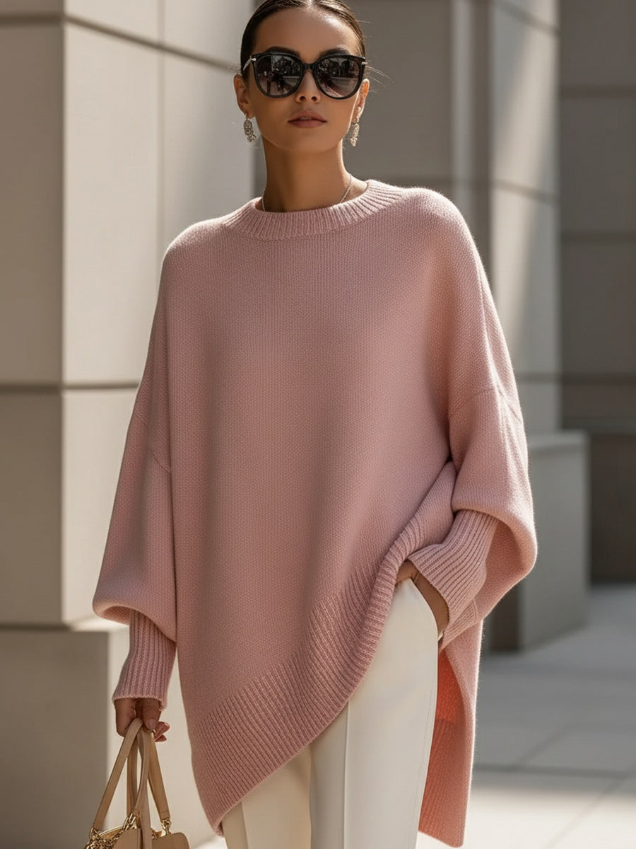 Women's Wool Sweater | Oversized Knit Crew Neck Drop Shoulder