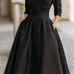 Women's Formal Dress | Midi V-Neck Wrap Three-Quarter Sleeve
