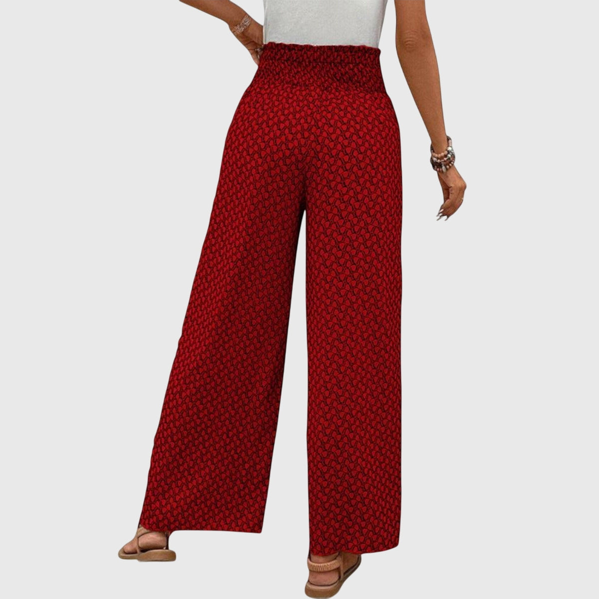 Women's Palazzo Pants | High Waist Wide Leg Drawstring Print