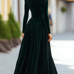 Women's Christmas Dress | Maxi Turtleneck Long Sleeve Velvet