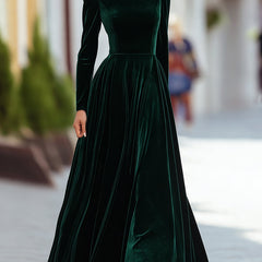 Women's Christmas Dress | Maxi Turtleneck Long Sleeve Velvet