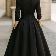 Women's Formal Dress | Midi V-Neck Wrap Three-Quarter Sleeve