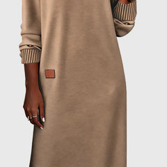 Women's Red Dress | V-Neck Long Sleeve Midi Knit