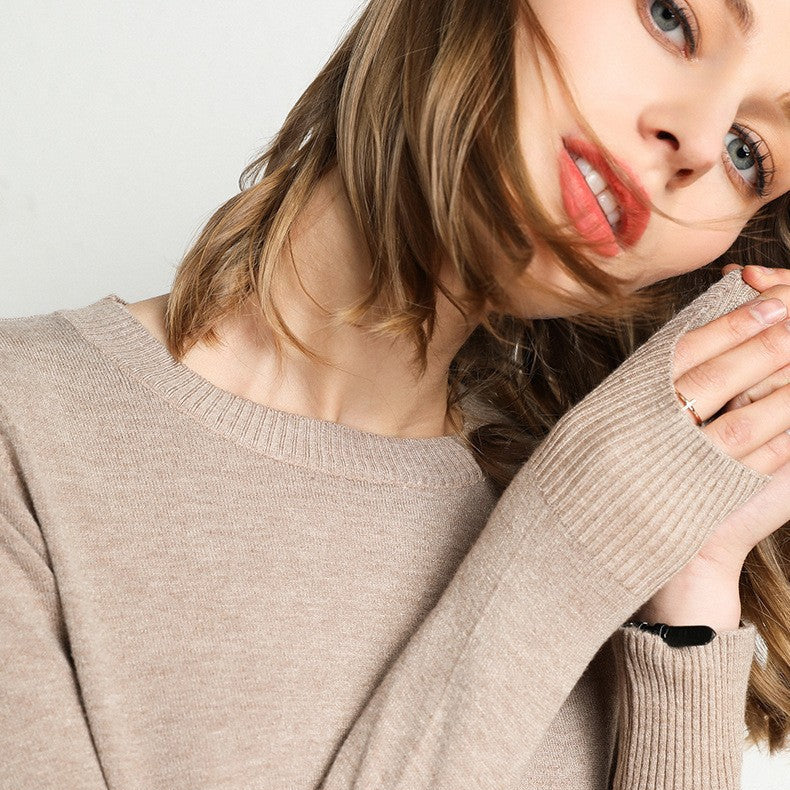 Women's Cashmere Sweater | Round Neck Long Sleeve Knit
