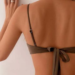 Women's High Waisted Bikini | Sweetheart Neckline Tie Back Pleated