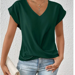 Women's T Shirt | V Neck Short Sleeve Twist Front