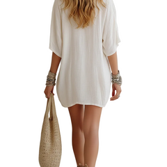 Women's White Skirt | Loose Fit Mini Length Cotton Linen