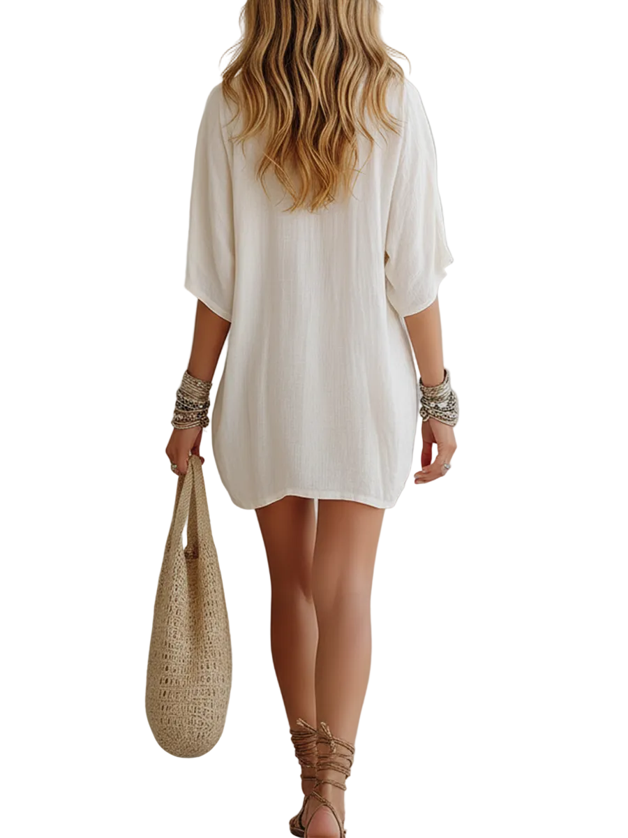 Women's White Skirt | Loose Fit Mini Length Cotton Linen