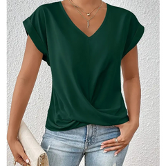 Women's T Shirt | V Neck Short Sleeve Twist Front