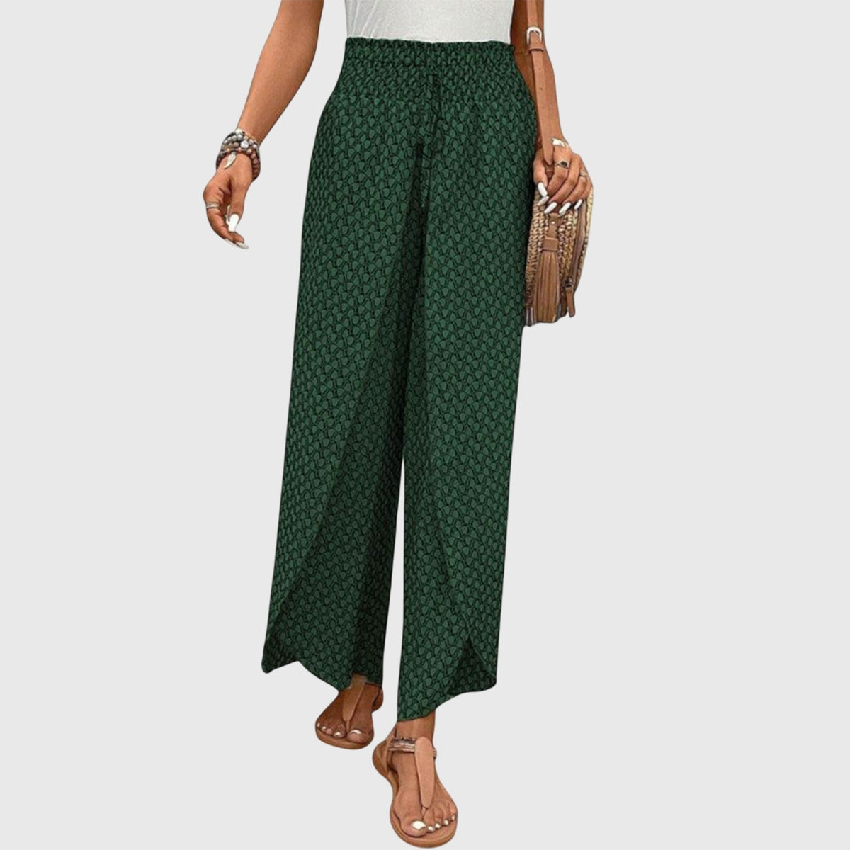 Women's Palazzo Pants | High Waist Wide Leg Drawstring Print