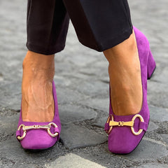 Women's Chunky Sandals | Square Toe Block Heel Metal Strap