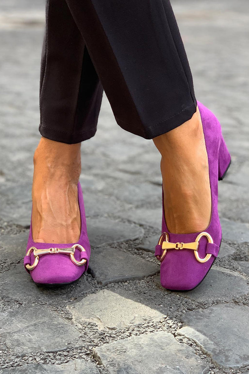 Women's Chunky Sandals | Square Toe Block Heel Metal Strap