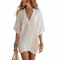 Women's White Skirt | Loose Fit Mini Length Cotton Linen