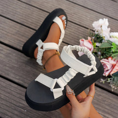 Women's Platform Sandals | Open Toe Velcro Chunky Platform