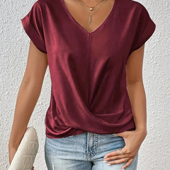 Women's T Shirt | V Neck Short Sleeve Twist Front