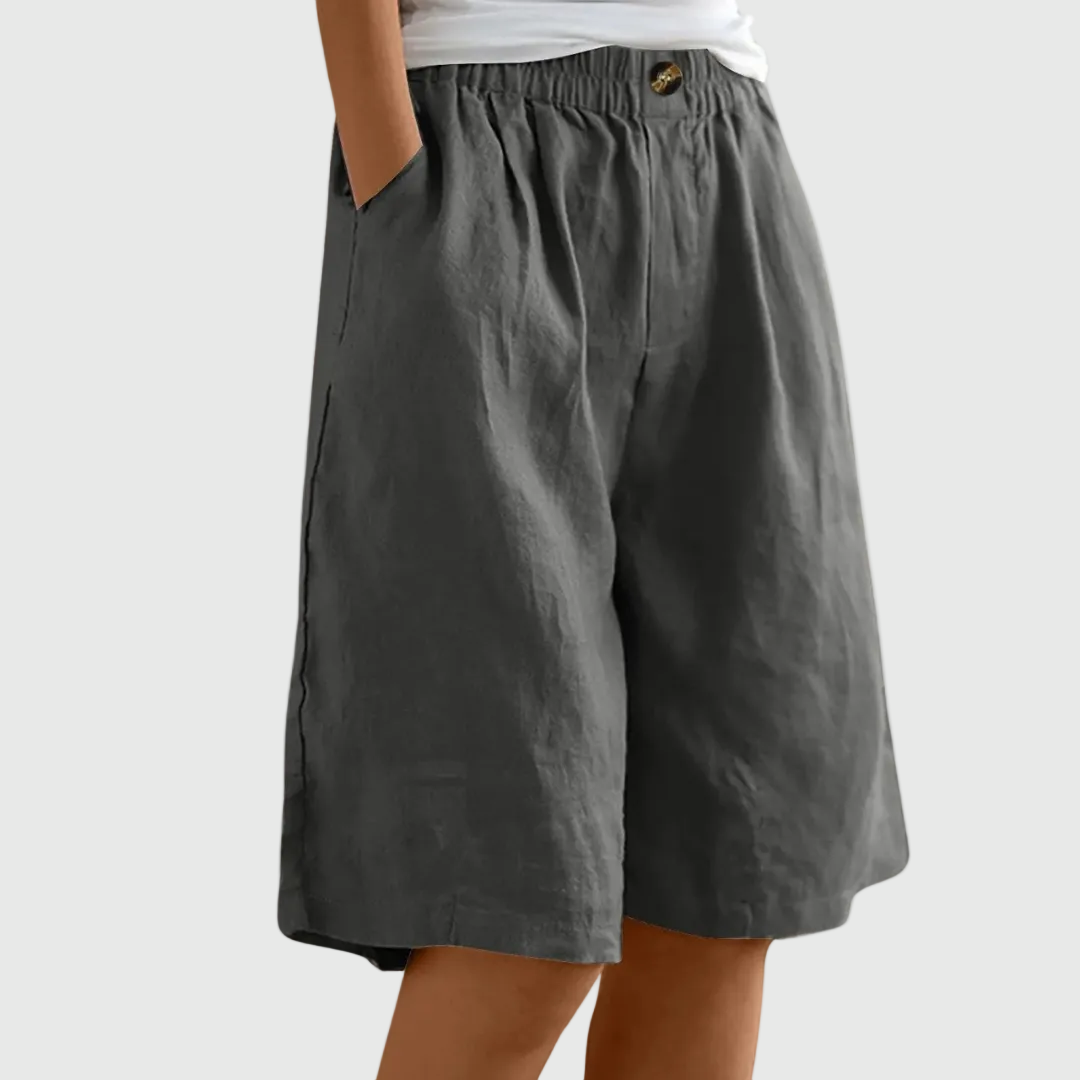 Women's Bermuda Shorts | Knee-Length Elastic Waist Pockets