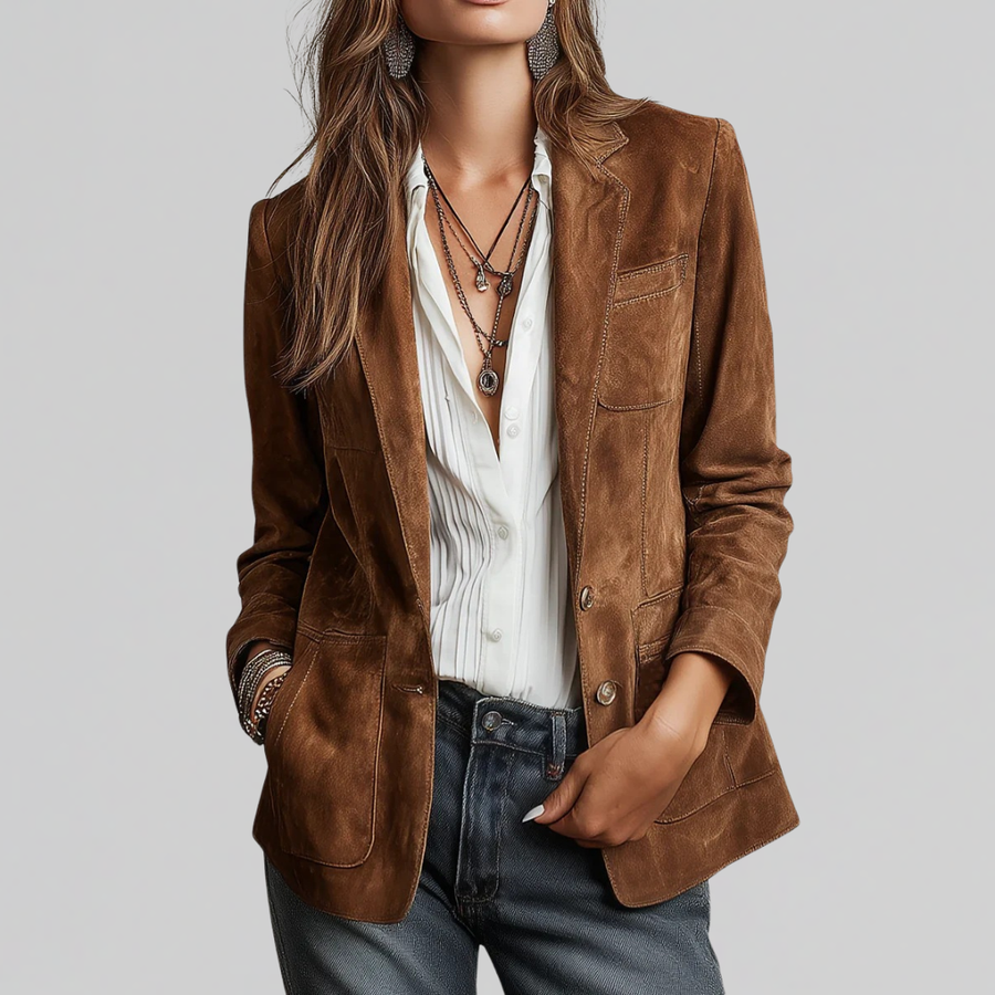 Women's Blazer | Suede-Touch Button-Front Tailored