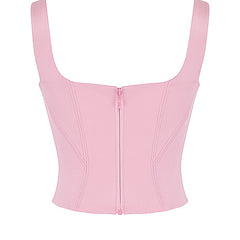 Women's black longline corset top, elegant and shaping for a perfect silhouette in fashion.