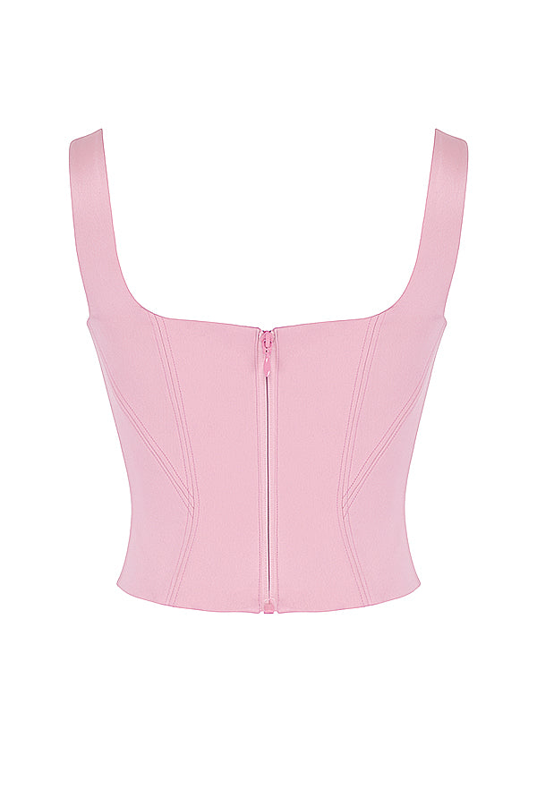 Women's black longline corset top, elegant and shaping for a perfect silhouette in fashion.