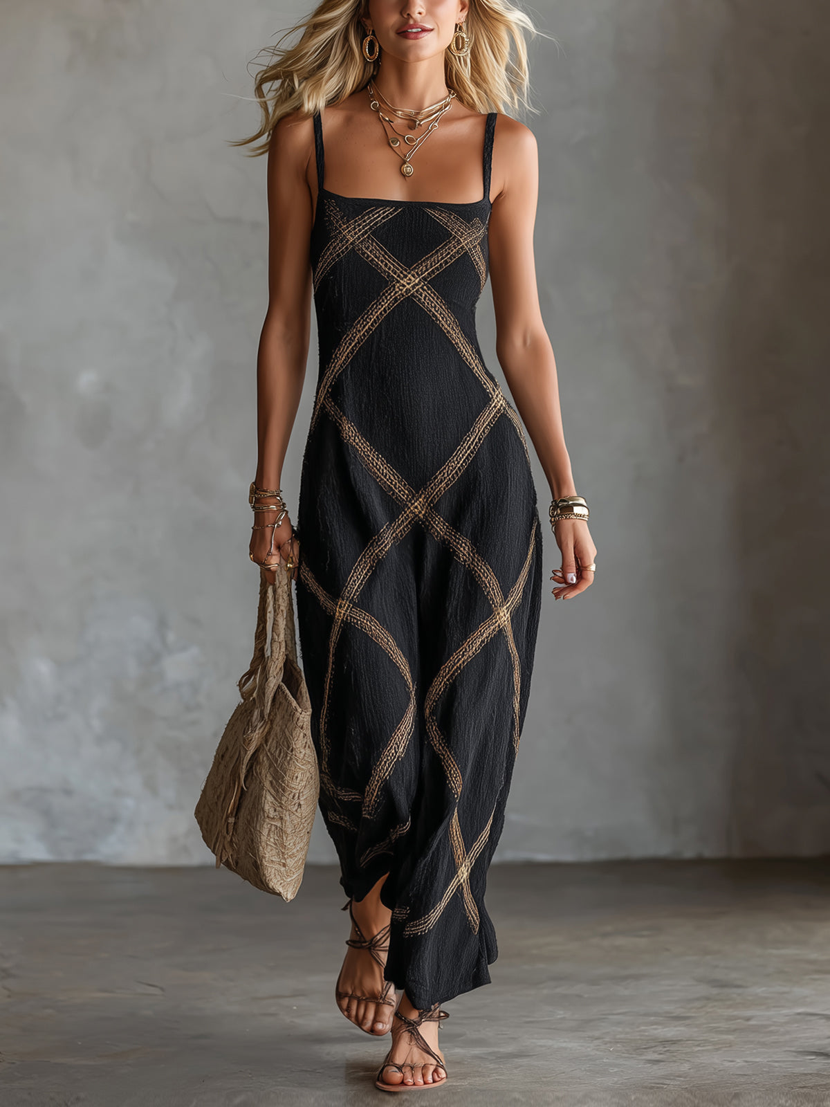 Women's Beach Dress | Maxi Length Square Neck Sleeveless