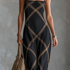 Women's Beach Dress | Maxi Length Square Neck Sleeveless