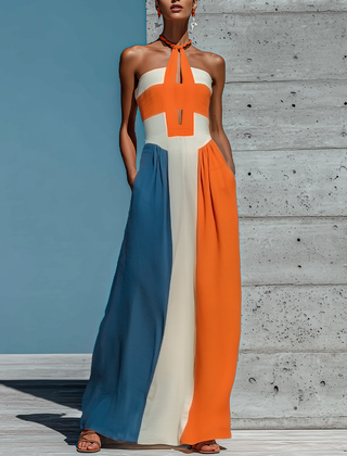 Women's Smocked Dress | Halter Keyhole Strapless Maxi