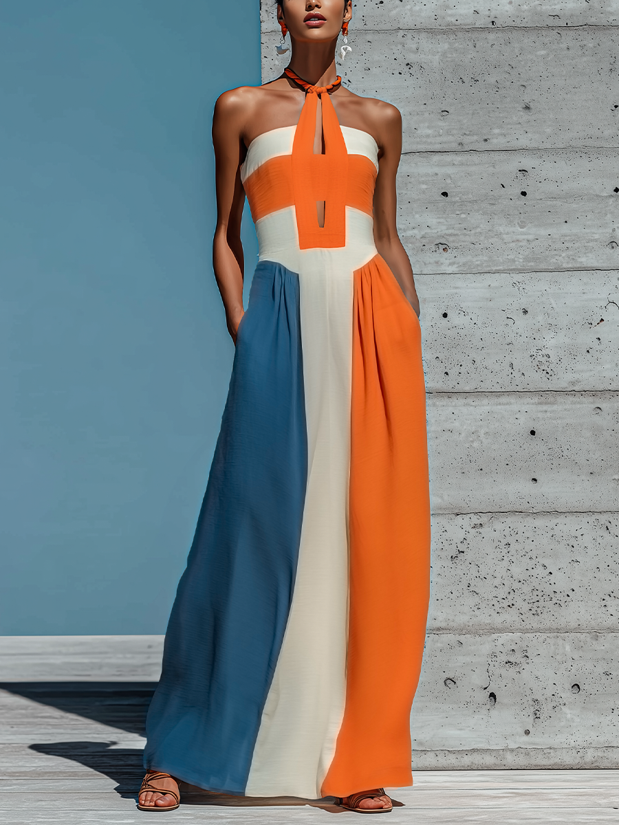 Women's Smocked Dress | Halter Keyhole Strapless Maxi