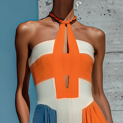 Women's Smocked Dress | Halter Keyhole Strapless Maxi