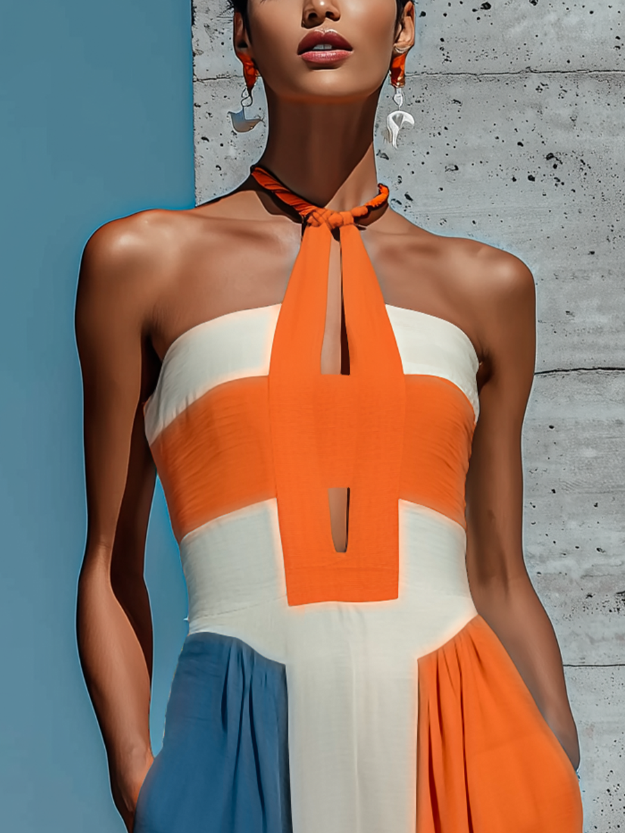 Women's Smocked Dress | Halter Keyhole Strapless Maxi