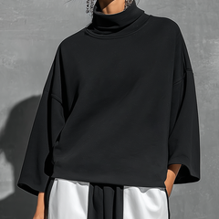 Women's Two Piece Pants Set | Turtleneck Three-Quarter Sleeve Knit Cargo Pockets