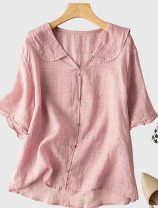 Women's Blouse | Peter Pan Collar Button Front Linen
