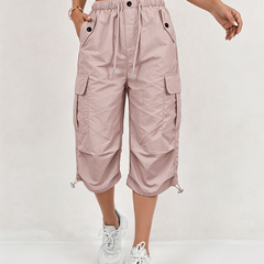 Women's Capri Pants | Cargo Pockets Drawcord Relaxed Fit