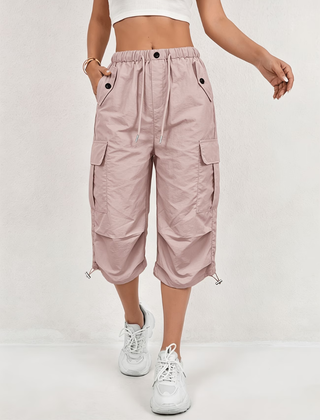 Women's Capri Pants | Cargo Pockets Drawcord Relaxed Fit