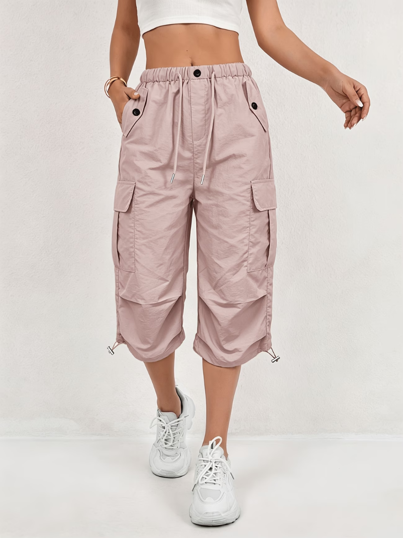 Women's Capri Pants | Cargo Pockets Drawcord Relaxed Fit