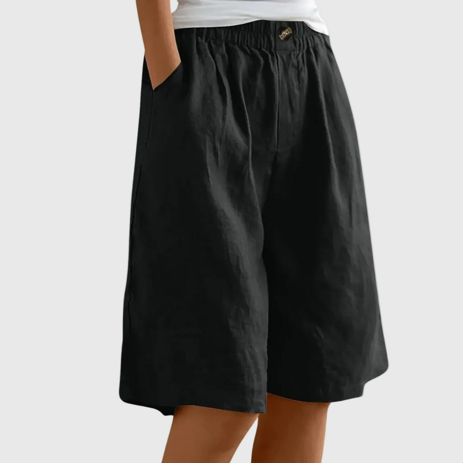 Women's Tailored Dress Shorts | Knee Length Elastic Waist Pockets