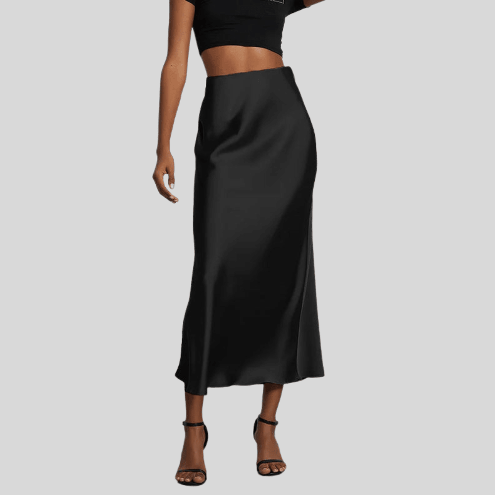 Women's Satin Skirt | Midi Length High Waist Fishtail