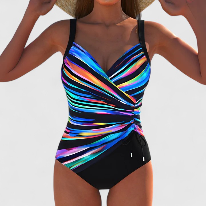Women's Une Piece Swimwear | Wrap Neckline Tummy Control