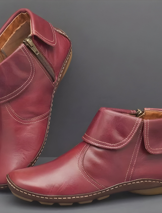 Women's Boots | Leather Ankle Zip Closure Padded Sole